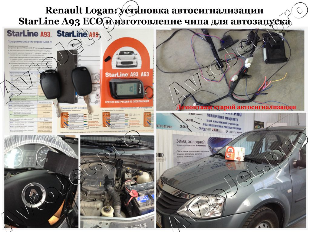 Установка автосигнализации StarLine A93 ECO и изготовление чипа для автозапуска_Renault Logan_A
